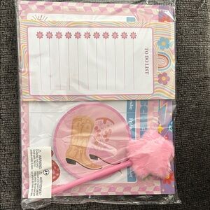 Pink Stationery Set with Fuzzy Pen